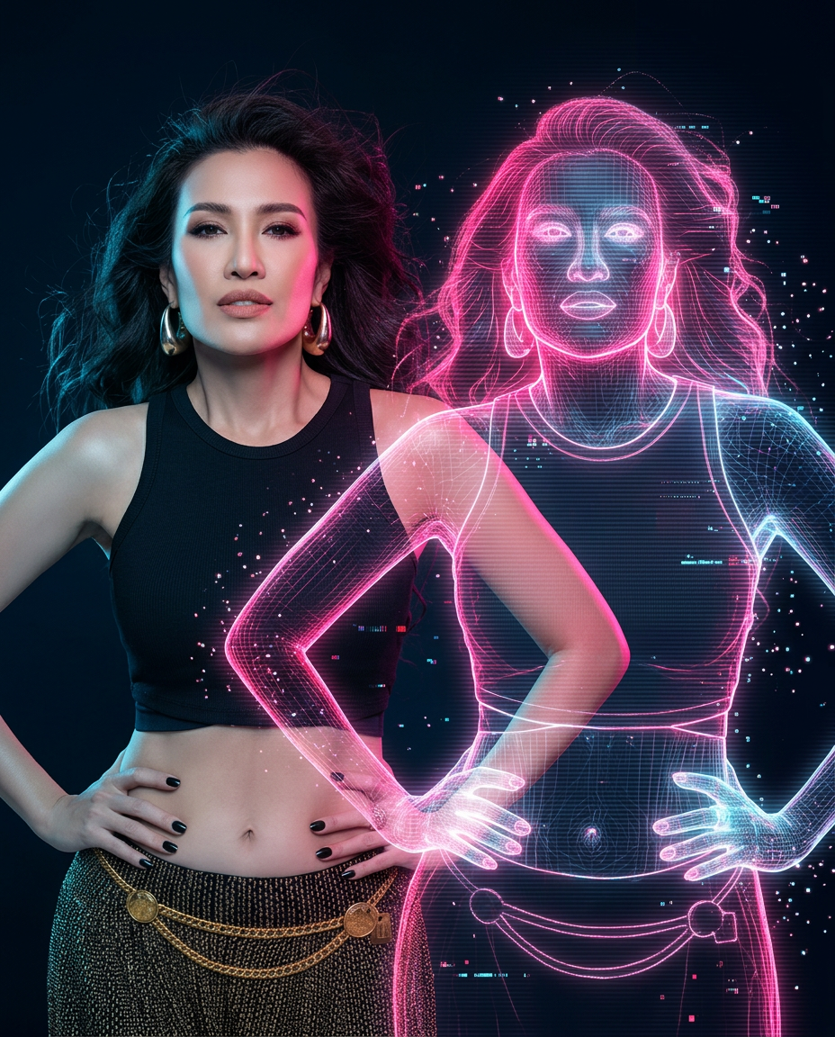 Celebrities with their holographic AI twin