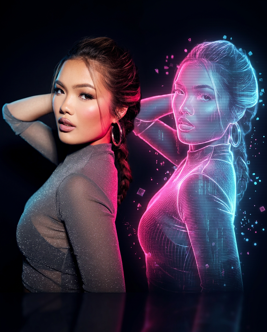 Influencers with their holographic AI twin